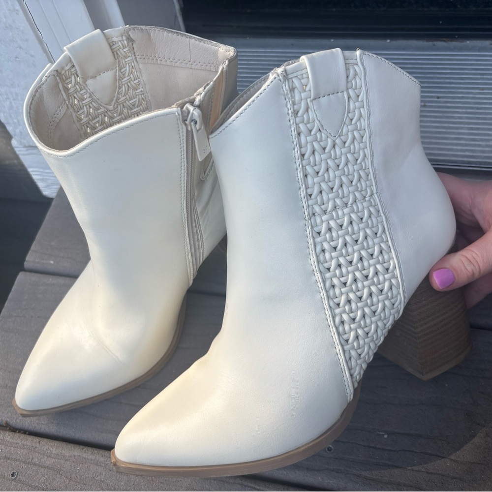Torrid Cream Ankle Boots with Woven Detail